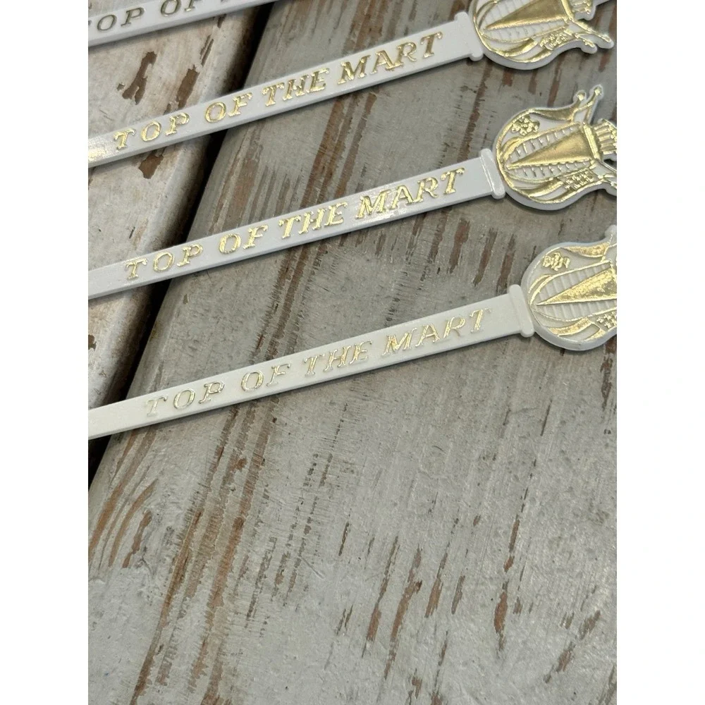 LOT OF 6 Top of the Mart New Orleans DOUBLE SIDED Swizzle Drink Stir Stick